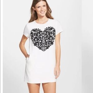 CeCe White and Black Heart Mini Dress